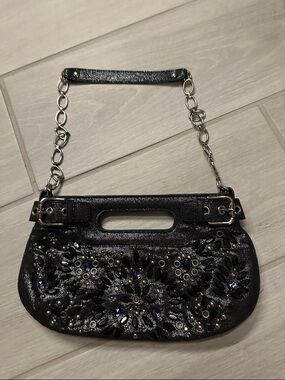 Rafe Black Jeweled Handle Clutch or shoulder bag